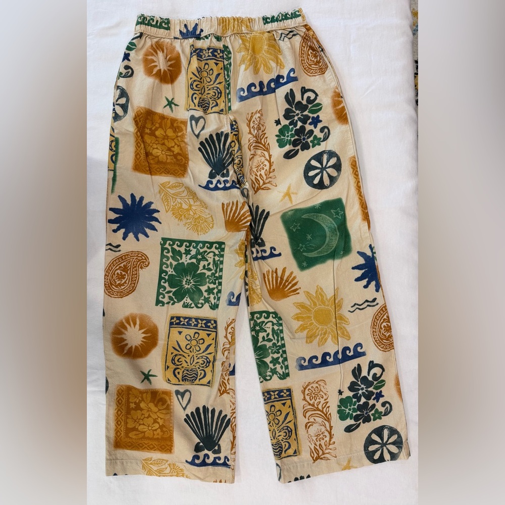 Free People Seaside Block-Printed Pull-On Pants Size Small - Picture 10 of 11